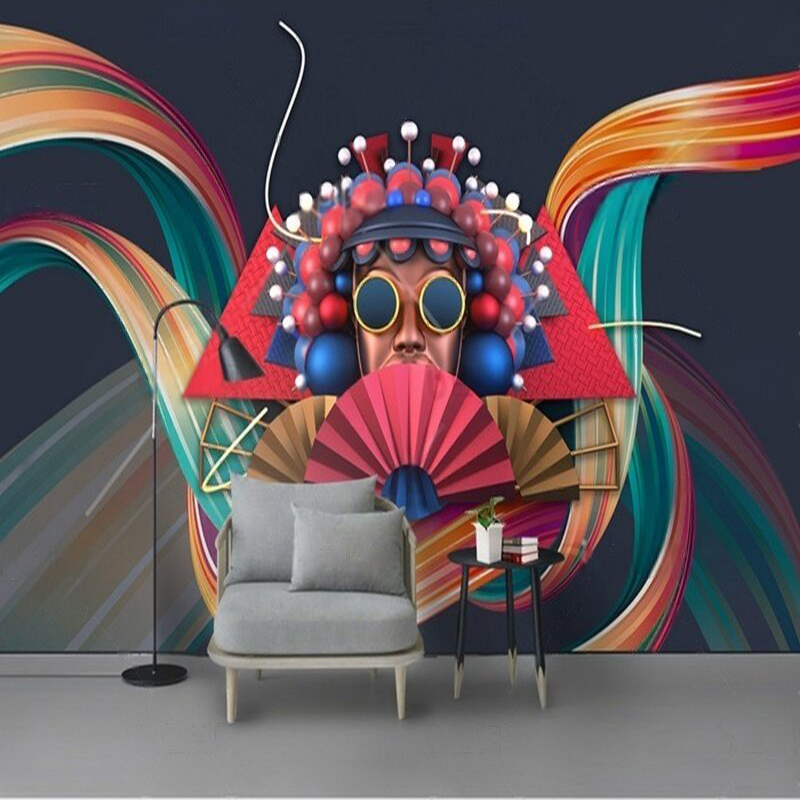 Home Textiles Trends - เทรนด์จีนสมัยใหม่ ภาพนามธรรมสีสันสดใส ภาพพิมพ์ลายเป่ยจิงโอเปร่า สำหรับตกแต่งผนังบ้านหรูหรา