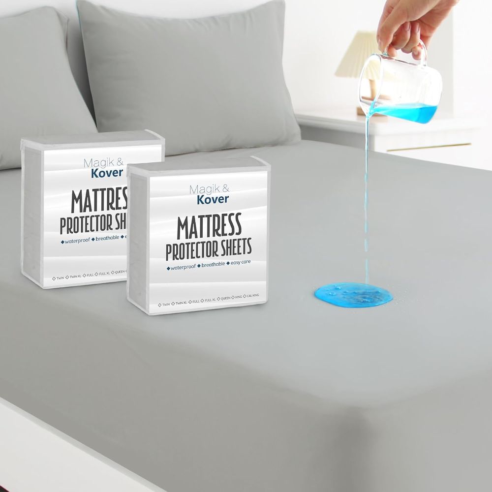 Mattress Protector Waterproof - ผ้ารองกันเปื้อนที่นอนกันน้ำขนาดทวินไซส์พร้อมแถบยางยืด สีเทา
