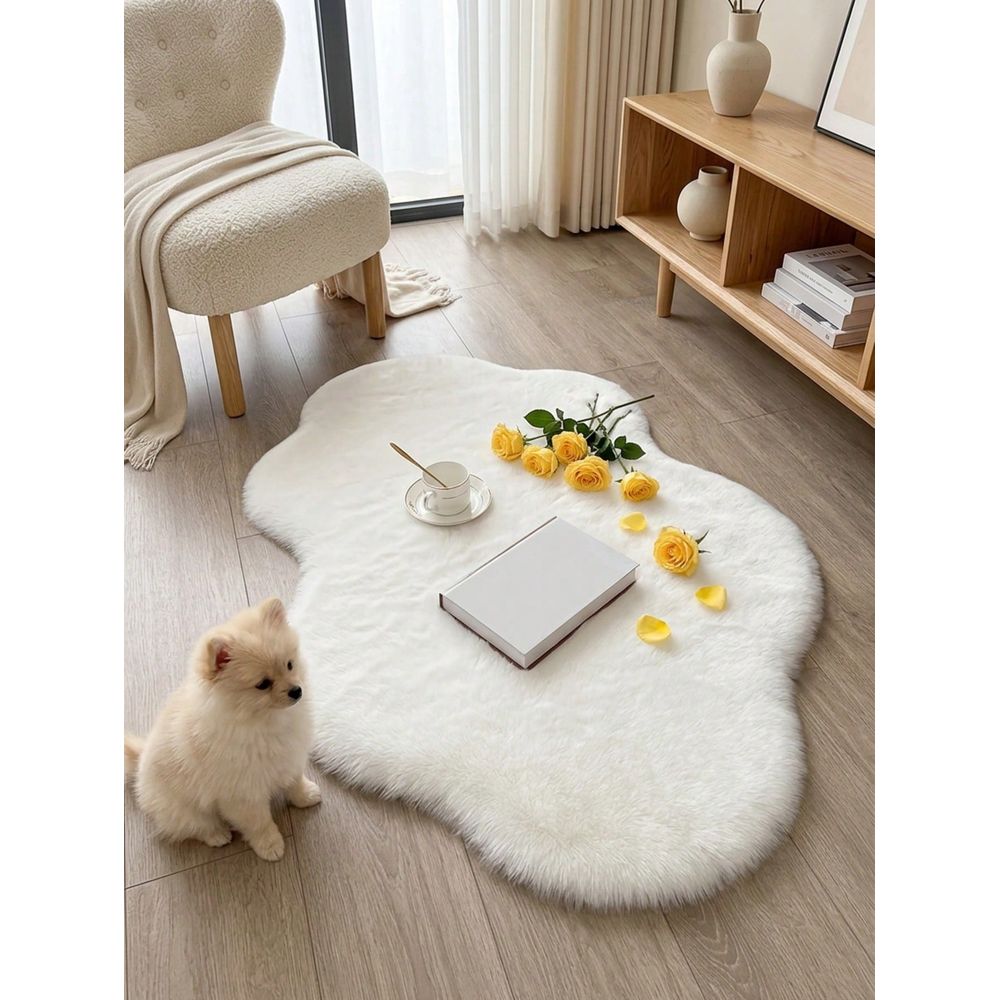 Home Textiles Rug - พรมขนนุ่มสีขาวสำหรับห้องนอน ห้องนั่งเล่น ห้องทำงาน สำนักงาน พรมขนนุ่มสำหรับห้องนอน ซักได้