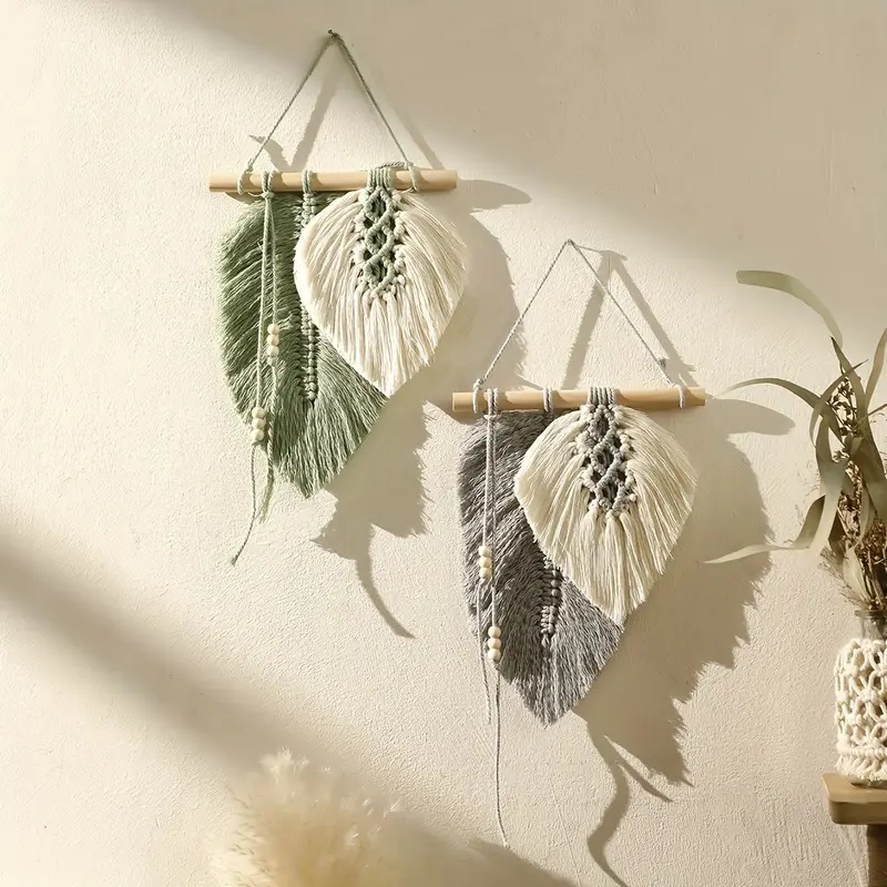 Home Textiles Discount - Handmade Macrame Leaf แขวนผนัง,Boho ทอใบ Tapestry,Wall