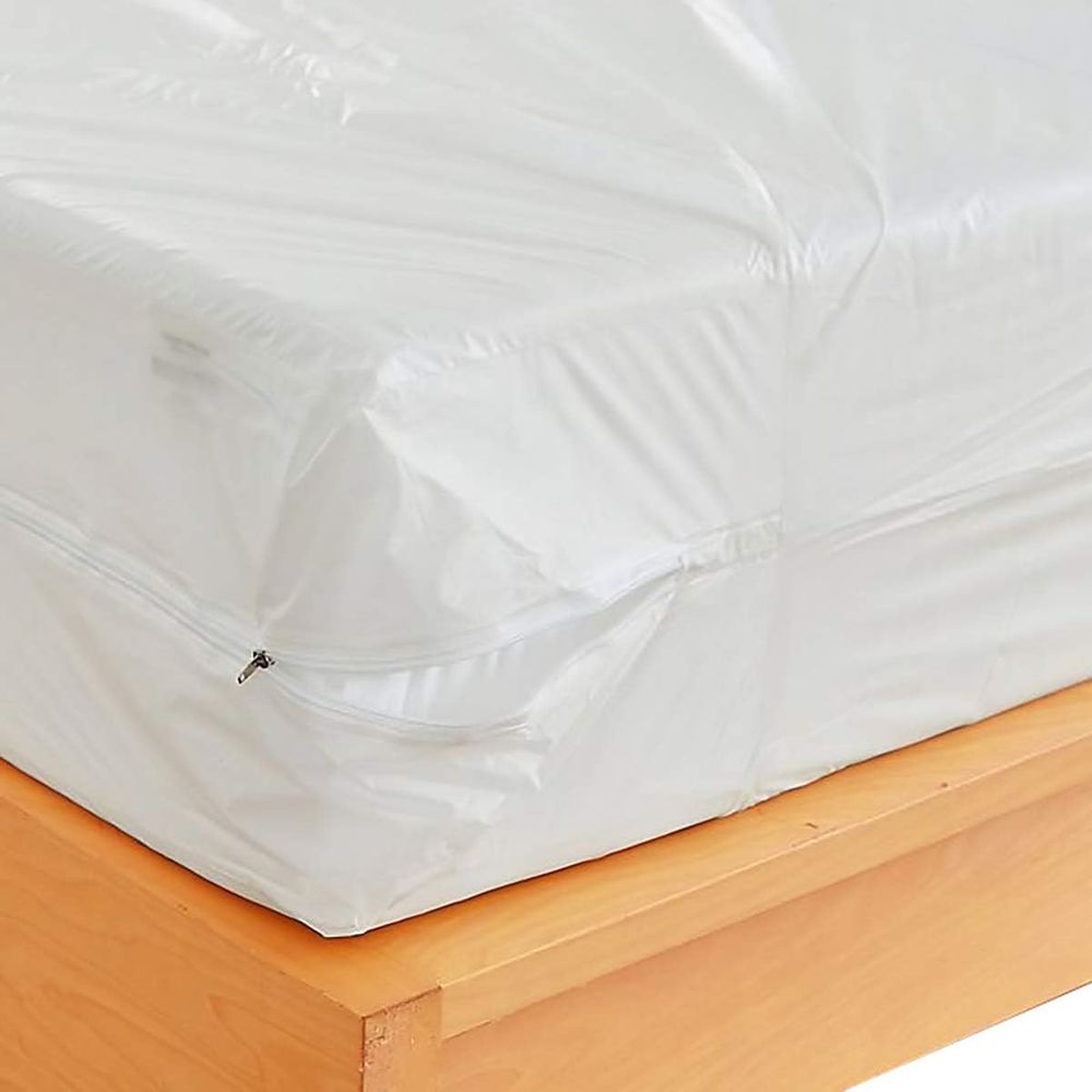 Mattress Protector Waterproof - ผ้าคลุมที่นอนพลาสติกแบบมีซิป - ขนาดเตียงคู่, ผ้าคลุมเตียงไวนิลกันน้ำ