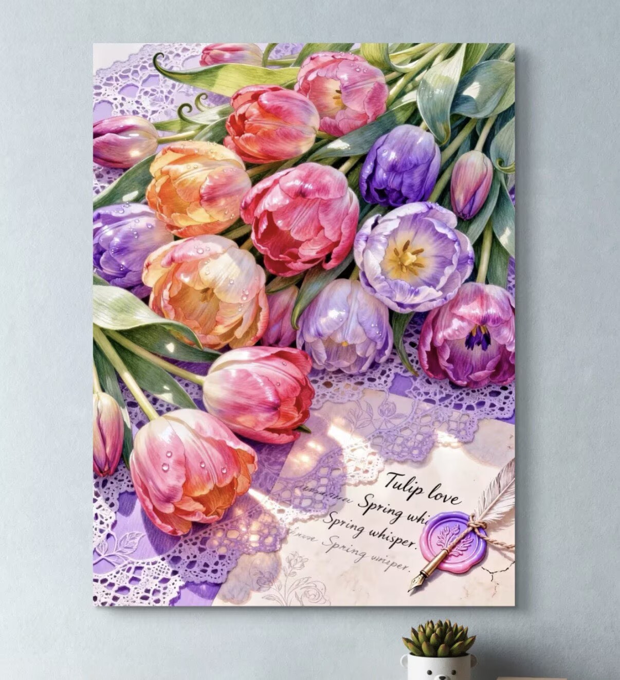 Home Textiles Discount - ชุดเย็บปักถักร้อยลายดอกทิวลิป 9CT 14ct พร้อมเข็มและด้าย 75 สี