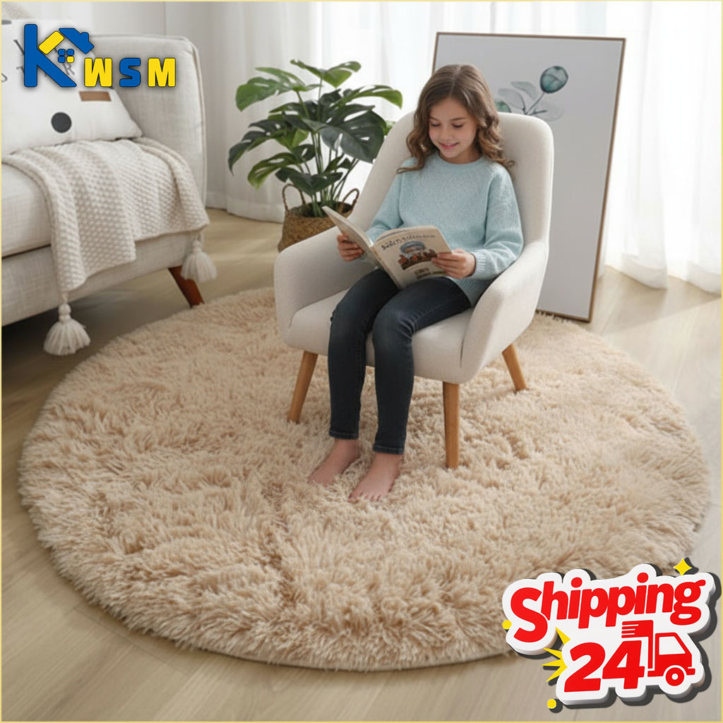 Home Textiles Rug - พรมขนปุยนุ่มพิเศษทรงกลม สำหรับตกแต่งห้องนั่งเล่น ห้องนอนแสนสบาย ห้องเด็กอ่อน ห้องเด็ก ปูพื้นบ้าน