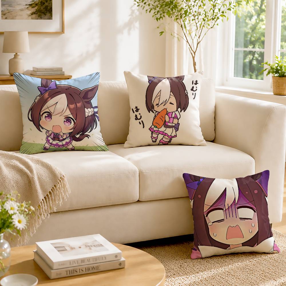 Home Textiles Week - S-Special Week Umamusume ปลอกหมอนอิงทรงสี่เหลี่ยมพิมพ์ลายสองด้านแบบกำหนดเอง