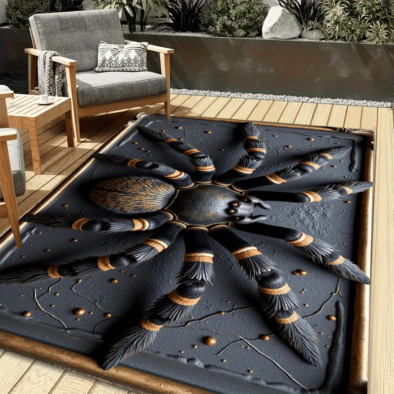 Home Textiles Rug - พรมปูพื้นลายแมงมุมสีดำ พรมปูพื้นกันลื่นสำหรับห้องนอนห้องนั่งเล่นห้องน้ำ พรมตกแต่งในร่มและกลางแจ้ง