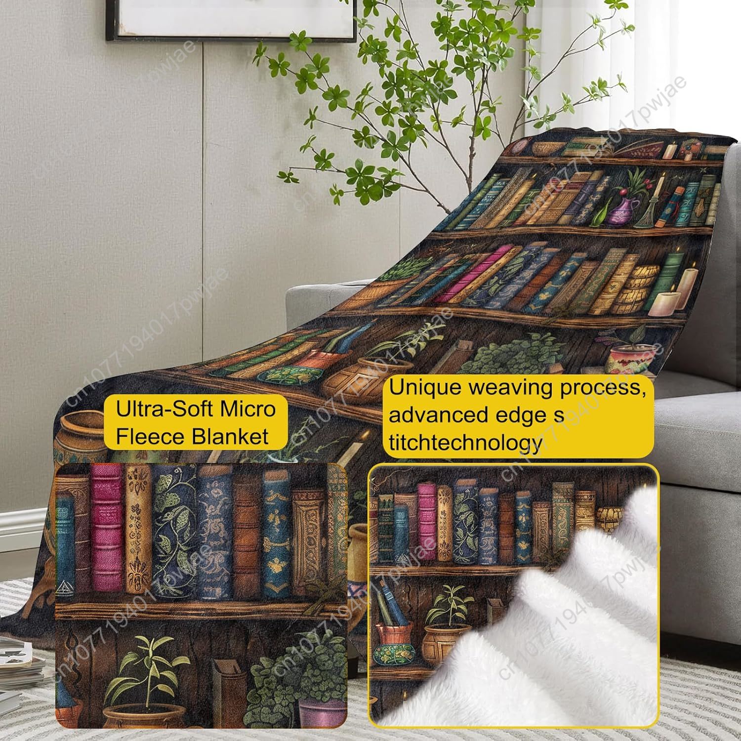 ผ้าห่มลายชั้นวางหนังสือวินเทจ  - Home Textiles & Decorations บทวิจารณ์และราคา