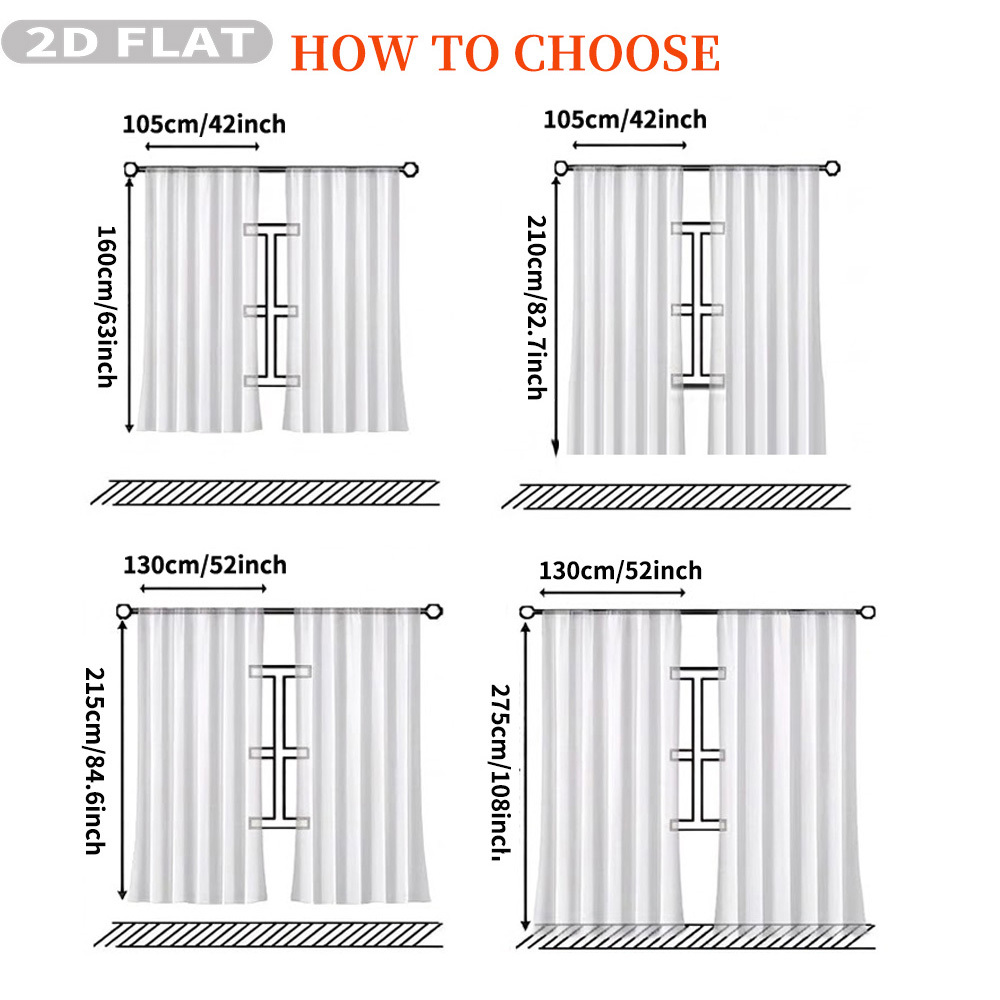 ผ้าม่านโปร่งแสงแบบแบน 2 มิติ 2 - Home Textiles & Decorations บทวิจารณ์และราคา