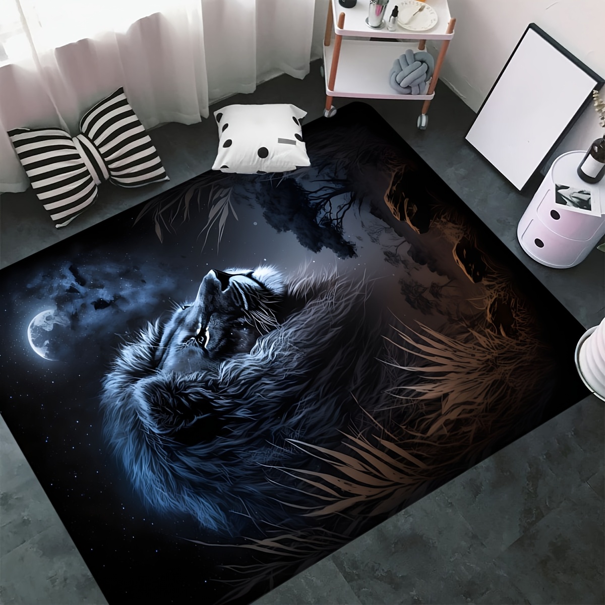 พรมปูพื้นลายสิงโต Starry Night - Home Textiles Rug บทวิจารณ์และราคา