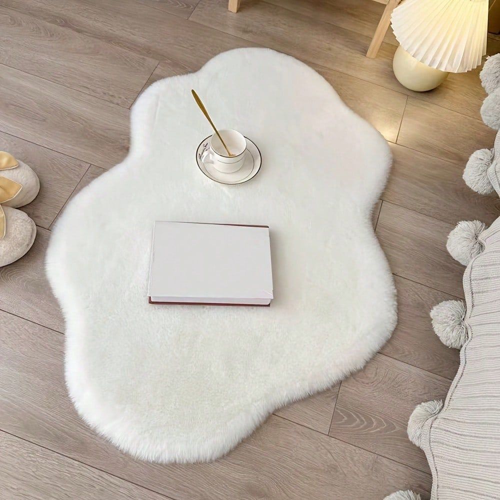 พรมขนนุ่มสีขาวสำหรับห้องนอน ห้ - Home Textiles Rug บทวิจารณ์และราคา