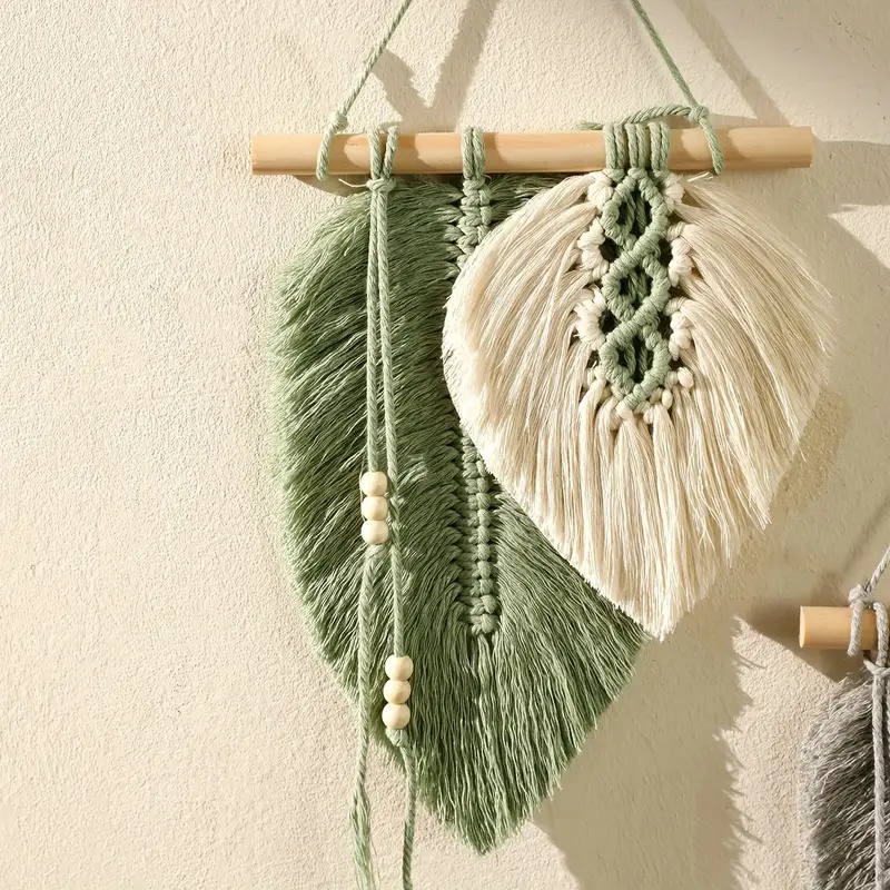Handmade Macrame Leaf แขวนผนัง - Home Textiles Discount บทวิจารณ์และราคา