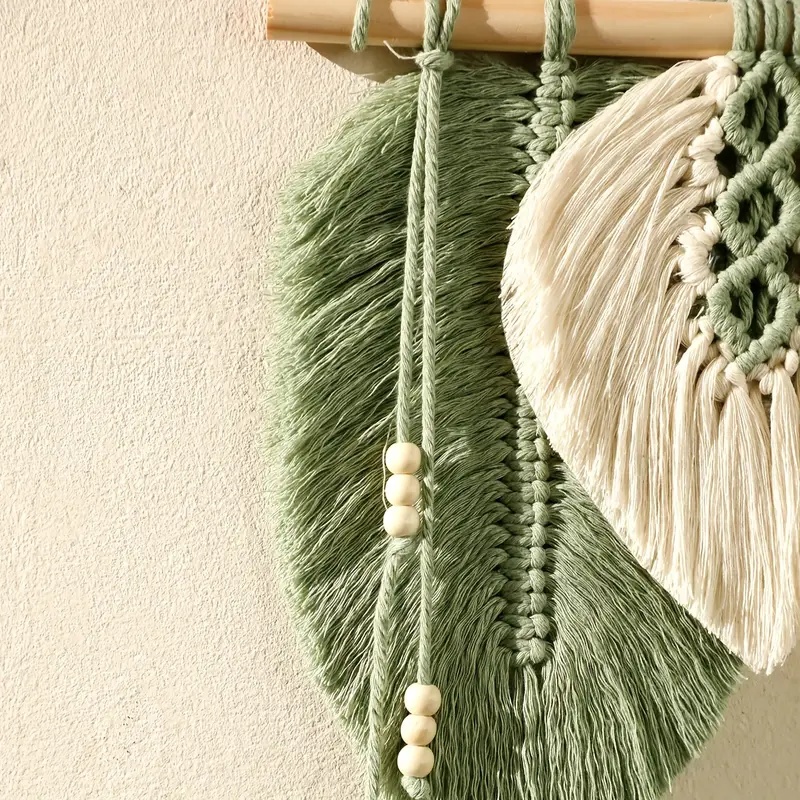 Handmade Macrame Leaf แขวนผนัง - Home Textiles Discount บทวิจารณ์และราคา