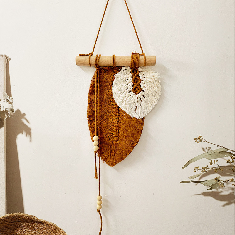 Handmade Macrame Leaf แขวนผนัง - Home Textiles Discount บทวิจารณ์และราคา