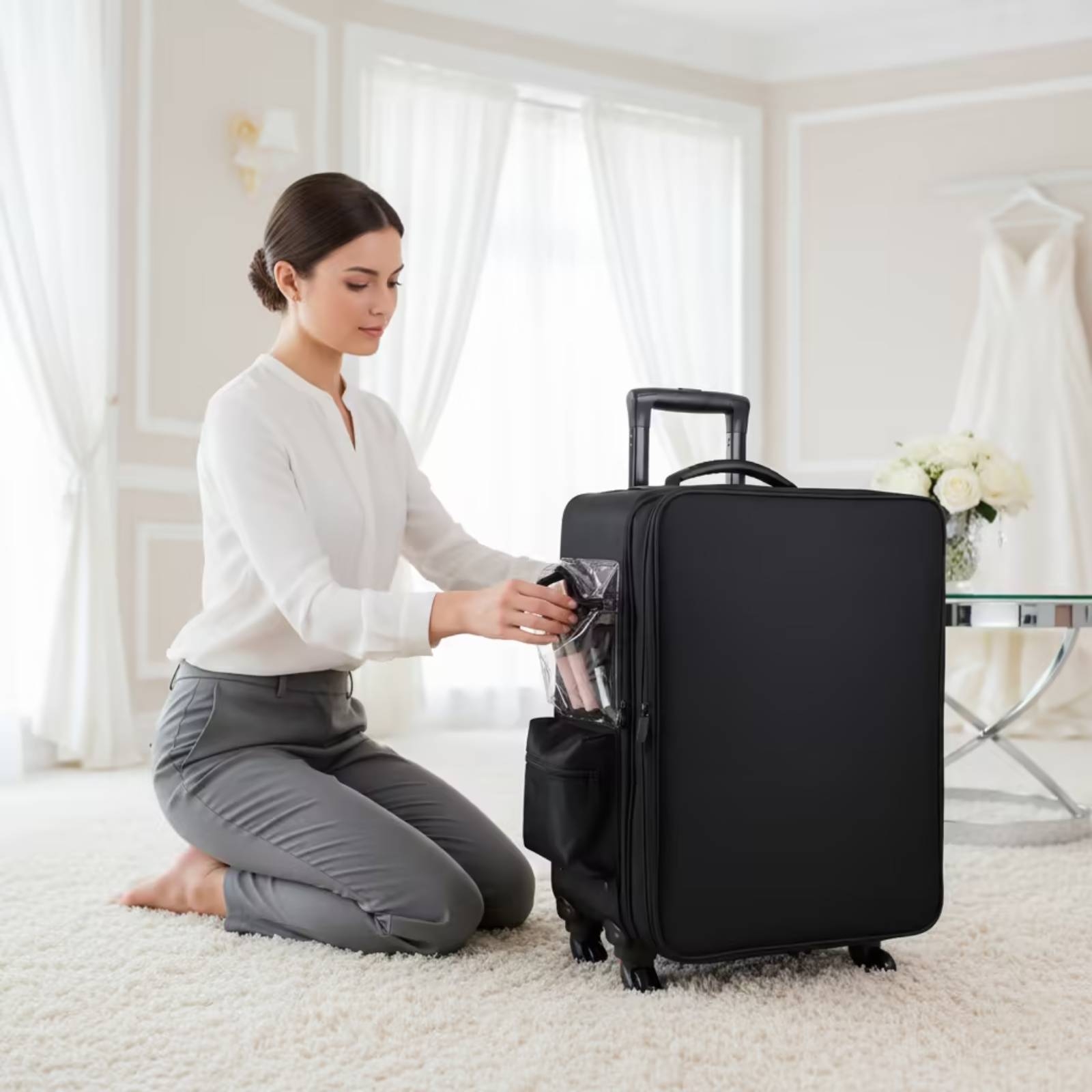 กระเป๋าเครื่องสำอางแบบแข็งมีล้ - P & C Home Textiles Usa บทวิจารณ์และราคา