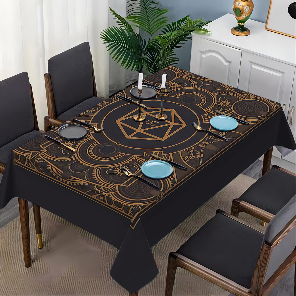 ผ้าปูโต๊ะลายเกียร์สีดำสีทองสไต - Home Textiles & Decorations บทวิจารณ์และราคา