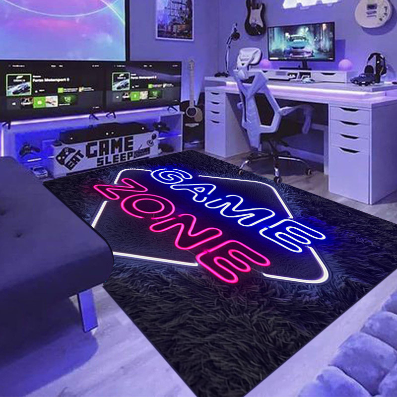 พรมปูพื้นลายเกมโซนนีออนเทียม ก - Home Textiles Rug บทวิจารณ์และราคา