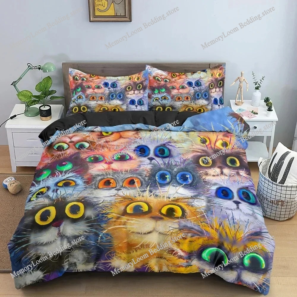 ชุดเครื่องนอนลายการ์ตูนแมวสีน้ - Home Textiles Trends บทวิจารณ์และราคา